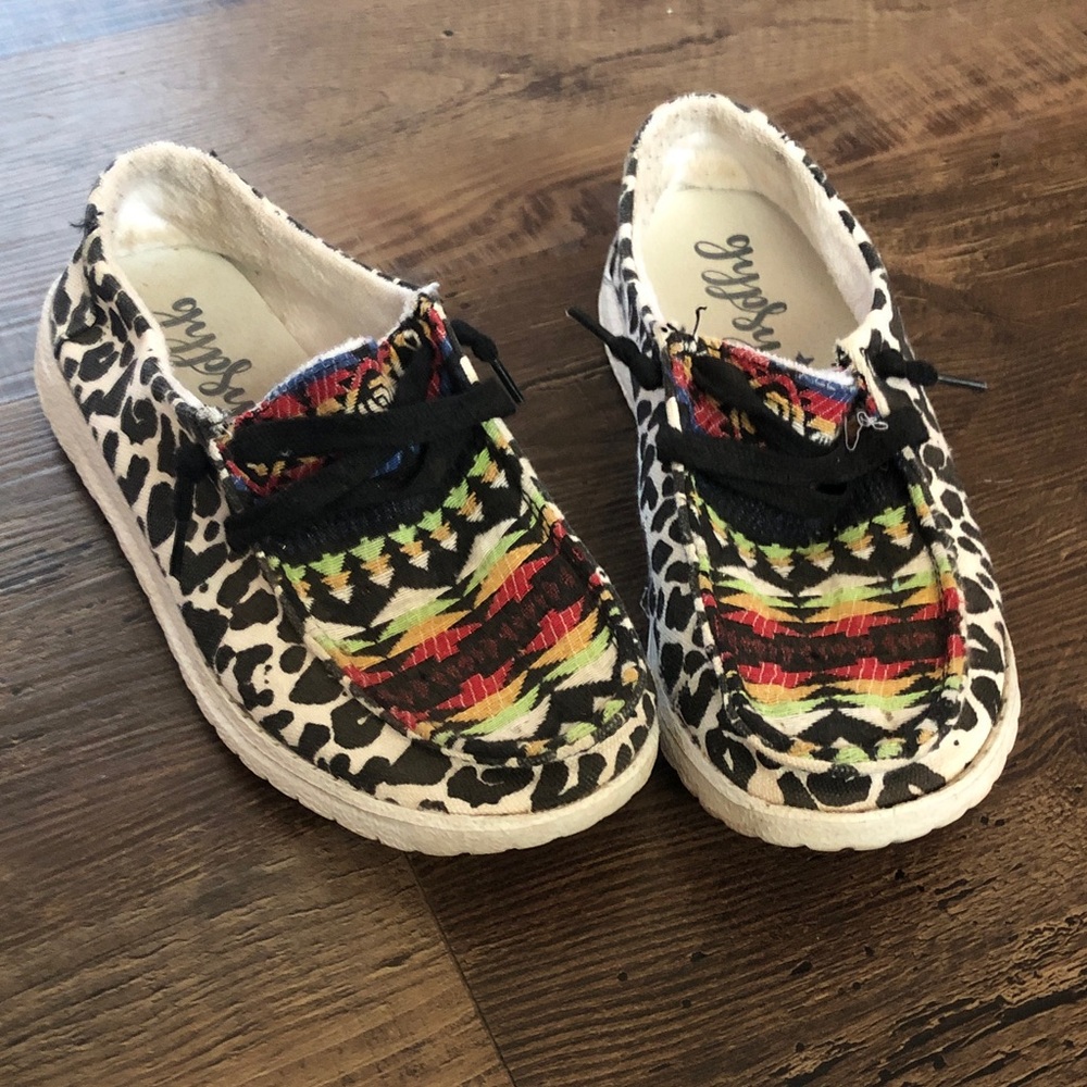 Gypsy Jazz Black Leopard & Multi-Color Pattern Slip-Ons